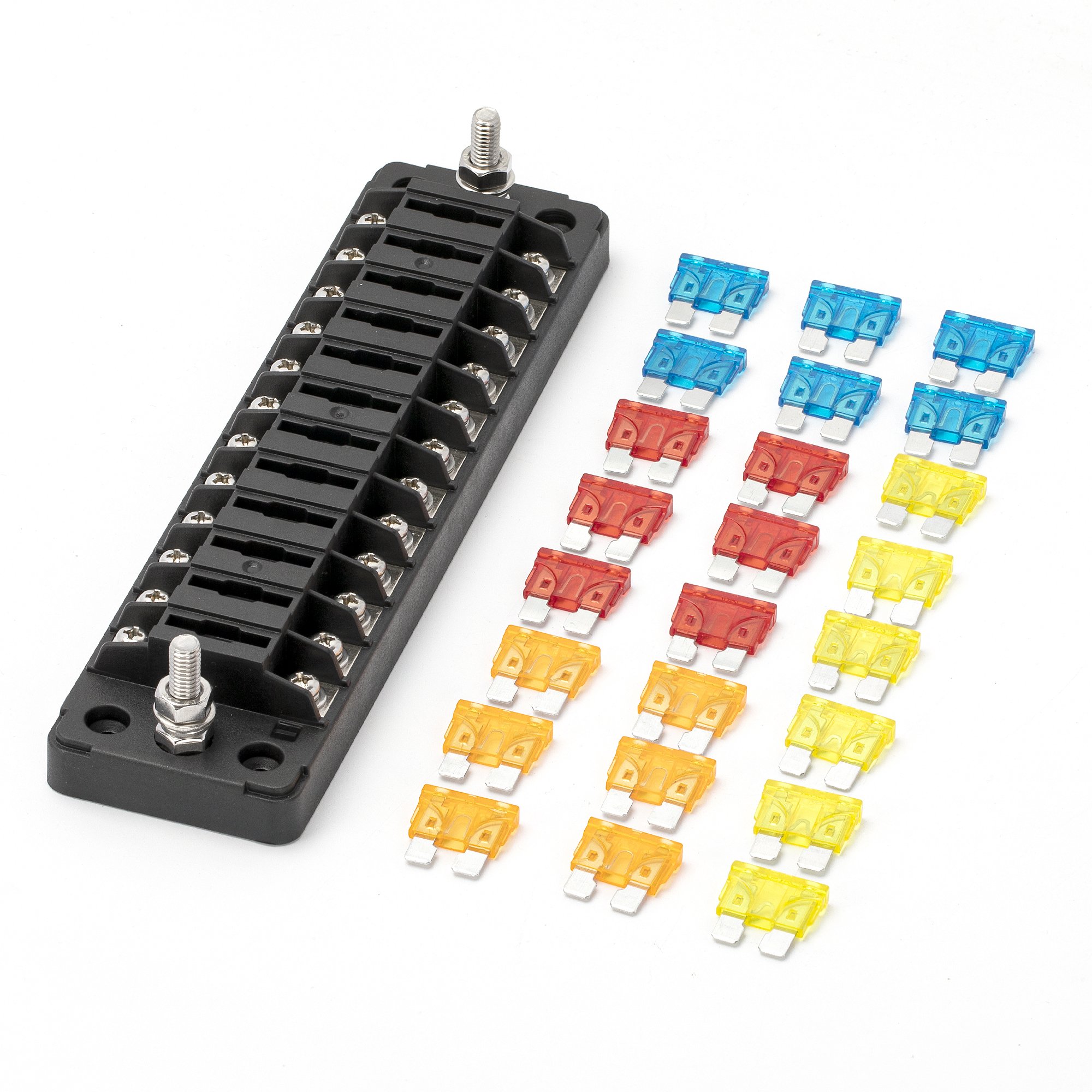 Excavator Marine Tractor 12 Way 12V Standard Circuit Car Fuse Box DC Electrical Waterproof RV Auto Blade Fuse Block With Cover